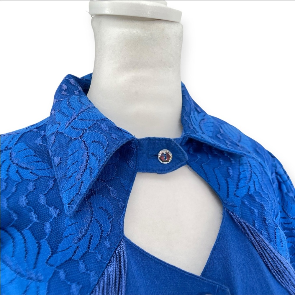 Vintage Blue Western Fringe Dress - Picture 3 of 10